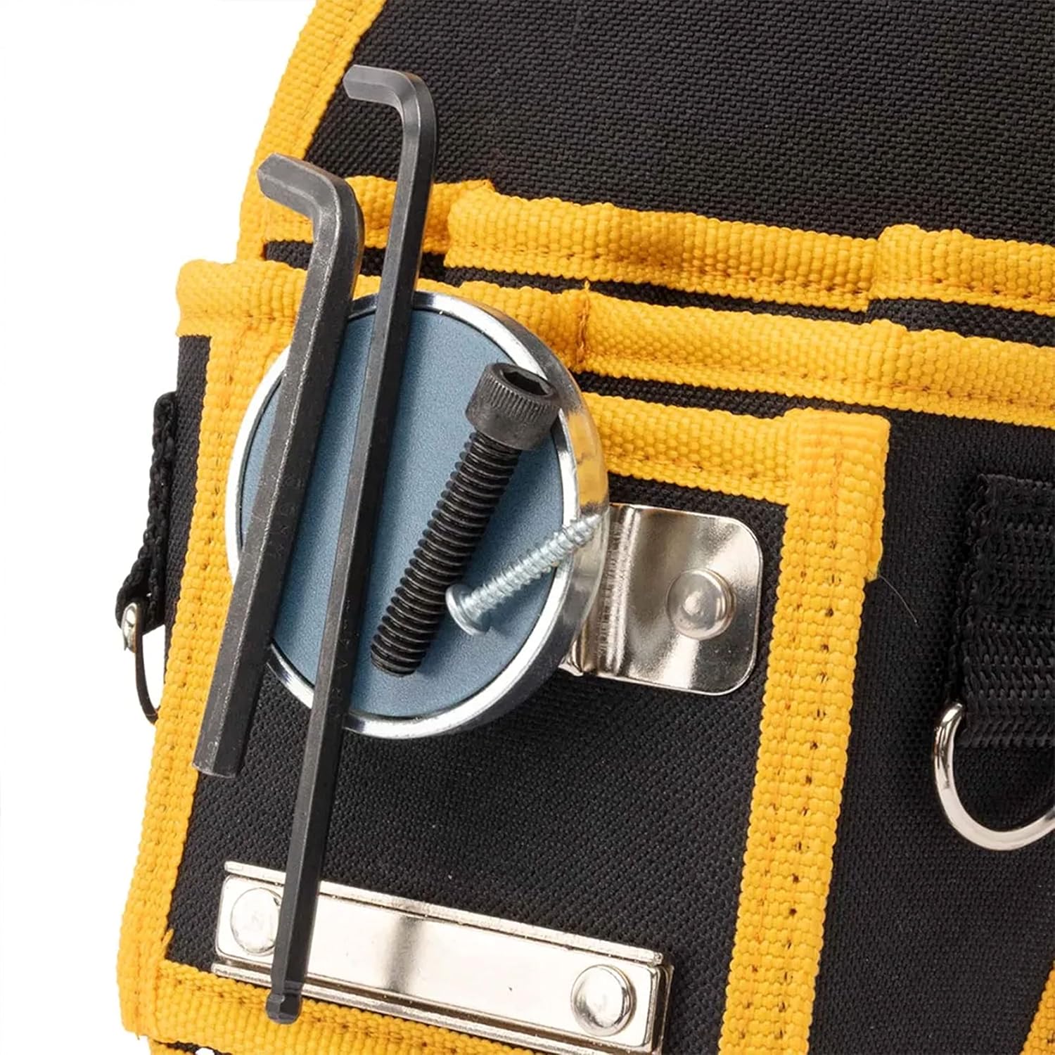 Strong Hand Tools MTP100 Tool Pouch with Screw Magnet, 5 Open Pockets, Metal Tool Clip, Tape Measure Holder, 40"-51" Durable Belt