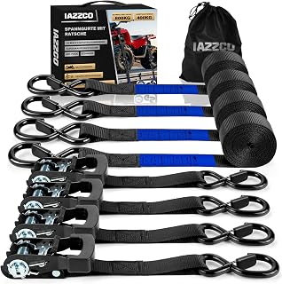 Spanngurt mit Ratsche mit S Haken,TÜV/GS Zertifiziert,Schwarz/4 Set
