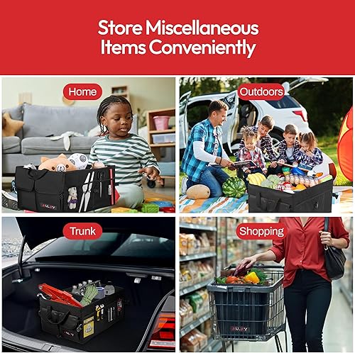 Miniatura 6 de ALLAY Organizador de maletero para automóvil con tapa, organizador plegable para maletero de SUV, caja de automóvil y almacenamiento con múltiples