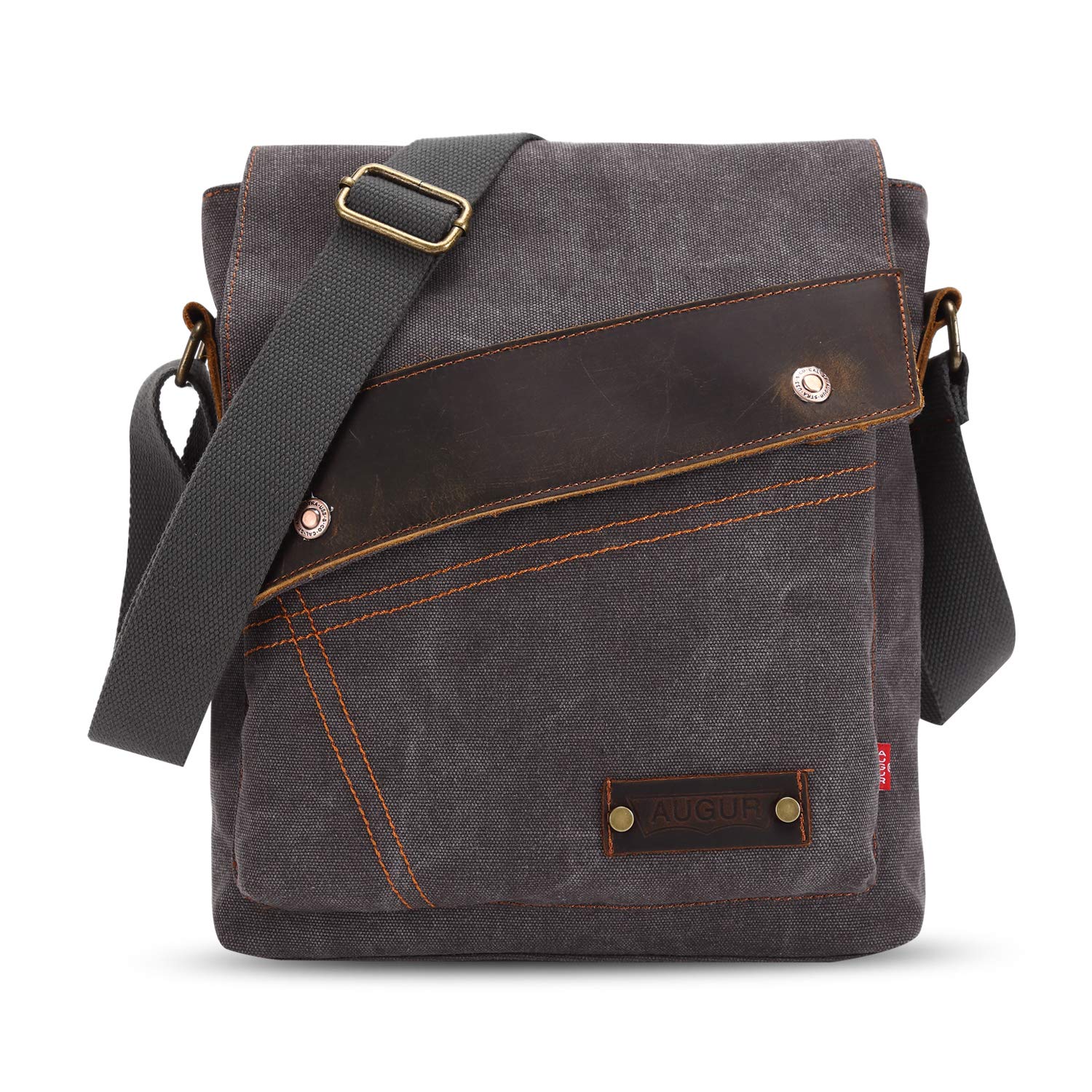 FANDARE Vintage Messenger Bag Umhängetasche Schultertasche Laptoprucksäcke Tasche Crossbody Bag Kuriertasche Frauen Herren Segeltuch Braun