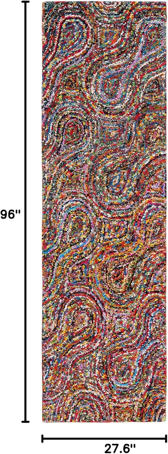 SAFAVIEH Nantucket Collection Runner Rug - 2'3" x 8', Multi, Handmade Boho Abstract Burst Cotton, Ideal for High Traffic Areas in Living Room, Bedroom (NAN437A)