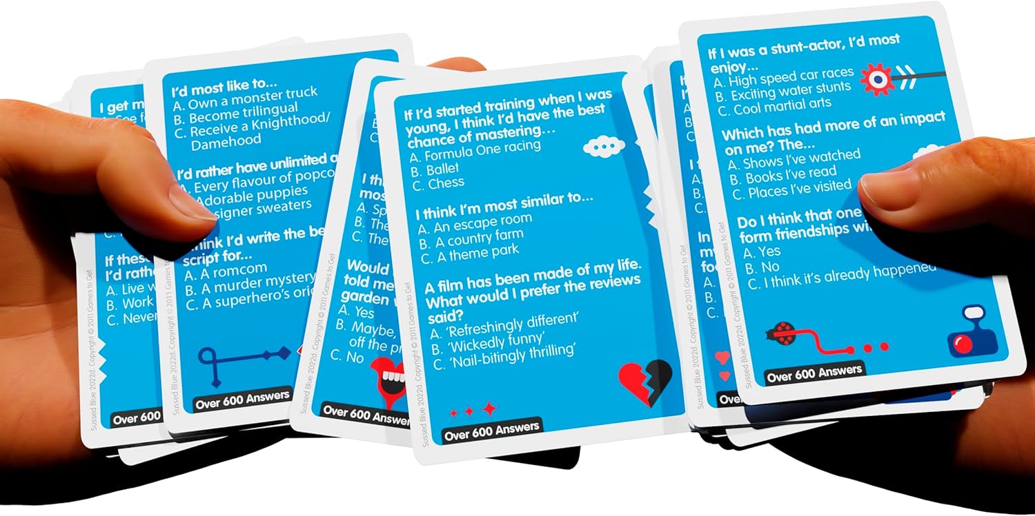 SUSSED 400 Wacky Conversation Starters for Kids, Teens & Adults- The ‘Guess My Answer’ Card Game - Hilarious Gift for Family Fun - Blue and Orange Deck Bundle