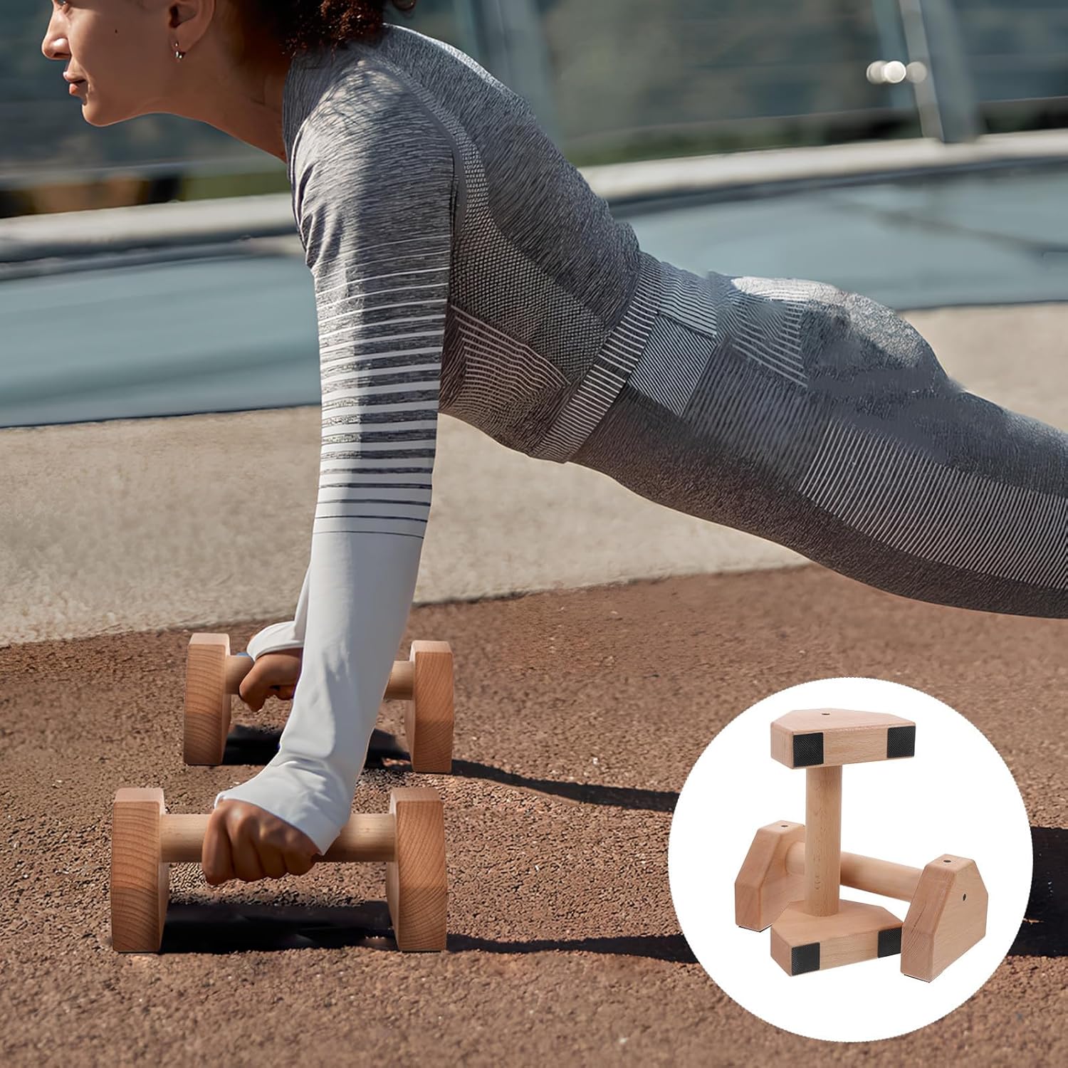 GALPADA Wooden Push Up Bars Strength Training Pushup Stands 25Cm Beech Pine Muscle Trainer for Men Home and Outdoor Fitness Equipment