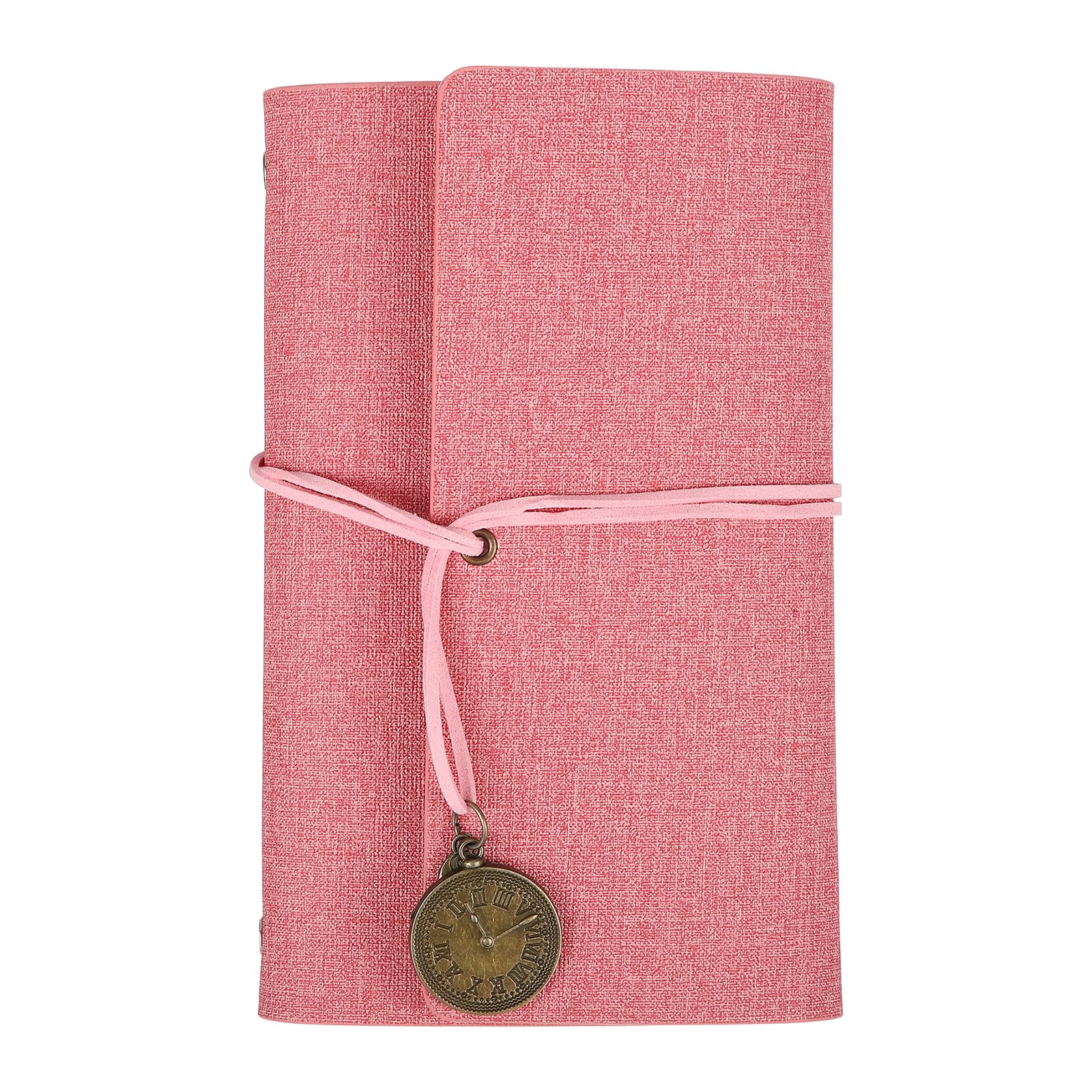 PATIKIL A6 PU Leather Notebook, Refillable 160 Pages Thick Paper Travel Notebook Vintage Writing Journaling Work Note Book with 4 Different Pages for Office Business Meeting, Pink
