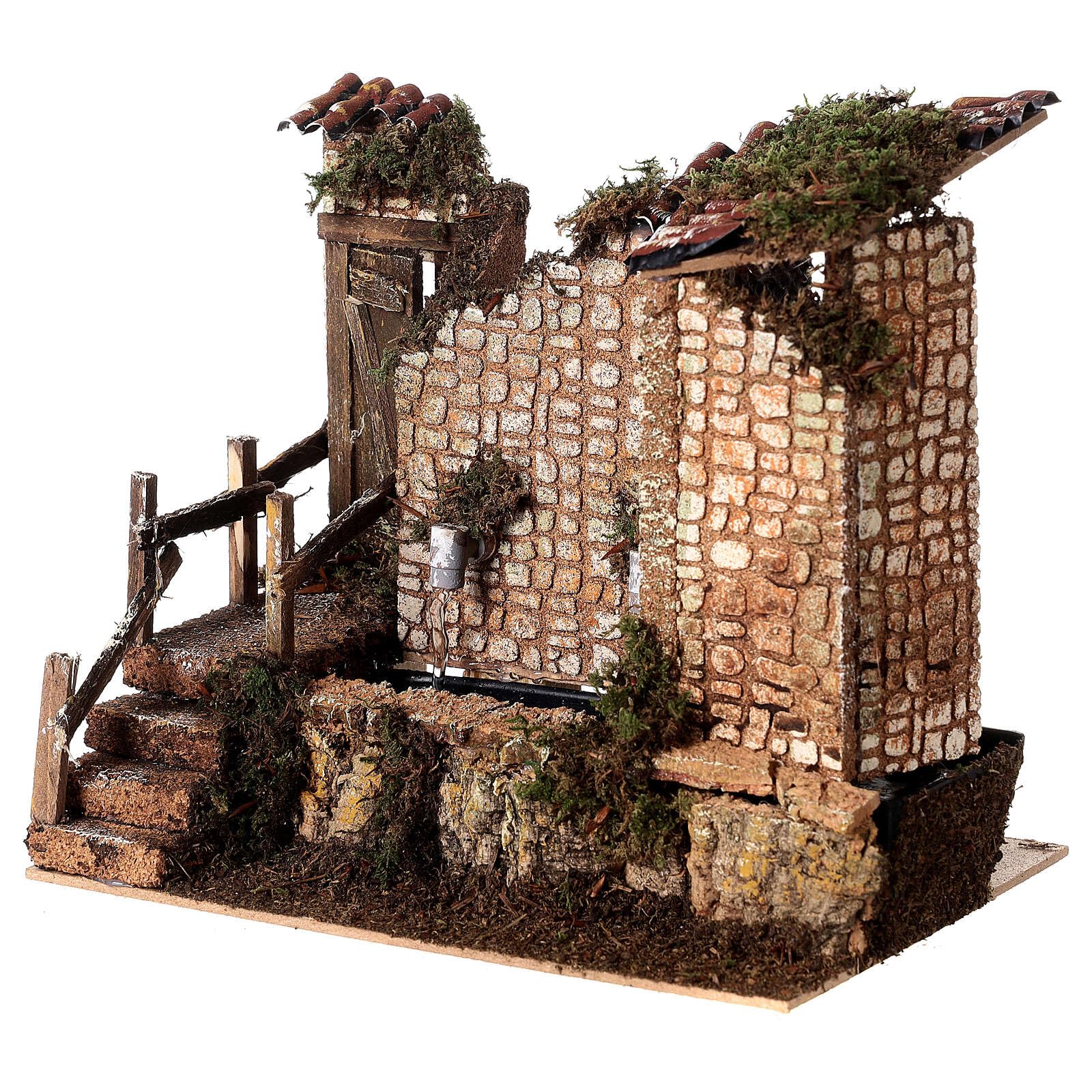 Holyart Fontane Presepe: Fontana con pompa scala porta presepe 10-12 cm 20x20x15 cm