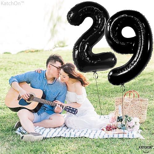 Miniatura 8 de KatchOn, Globos negros del número 29, gigantes, 40 pulgadas, decoraciones de cumpleaños 29 para hombres, globos de cumpleaños 29, globos negros 29,