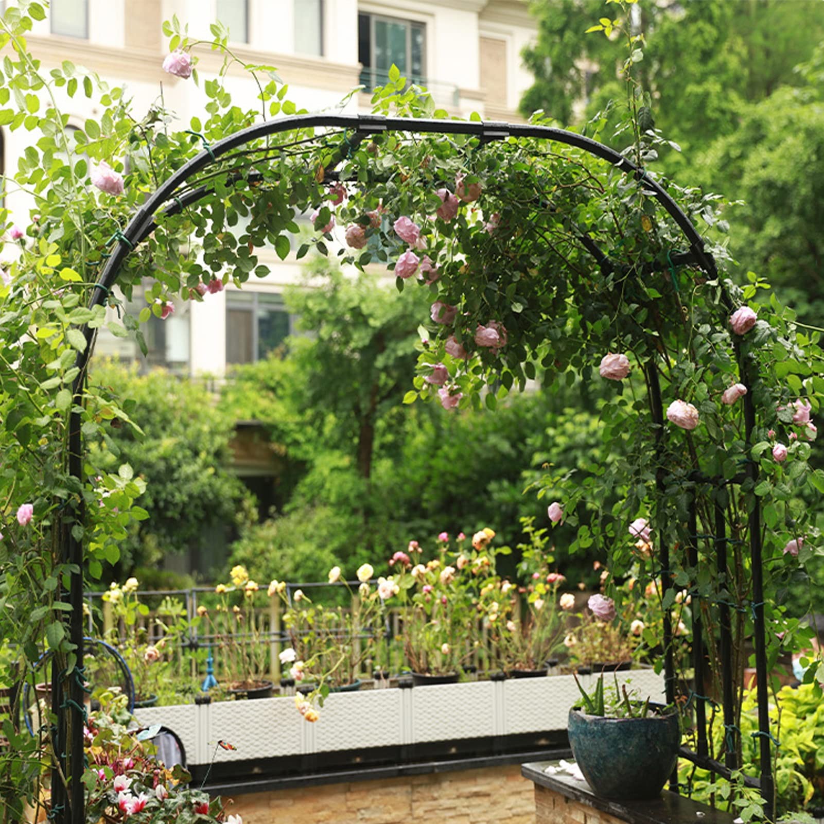 Grande arco per rose resistente alle intemperie per piante rampicanti, arco da giardino ad alte prestazioni, per interni ed esterni, prato, cortile, patio, portico, bianco, 250 cm