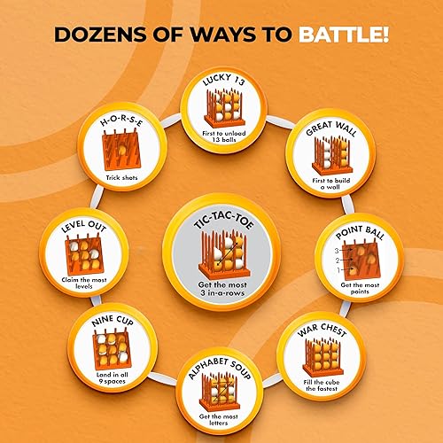 Miniatura 11 de Juego de edición de madera con 36 cartas de batalla, un adictivo juego de estrategia, habilidad y oportunidad, divertidos juegos de pelota de rebote