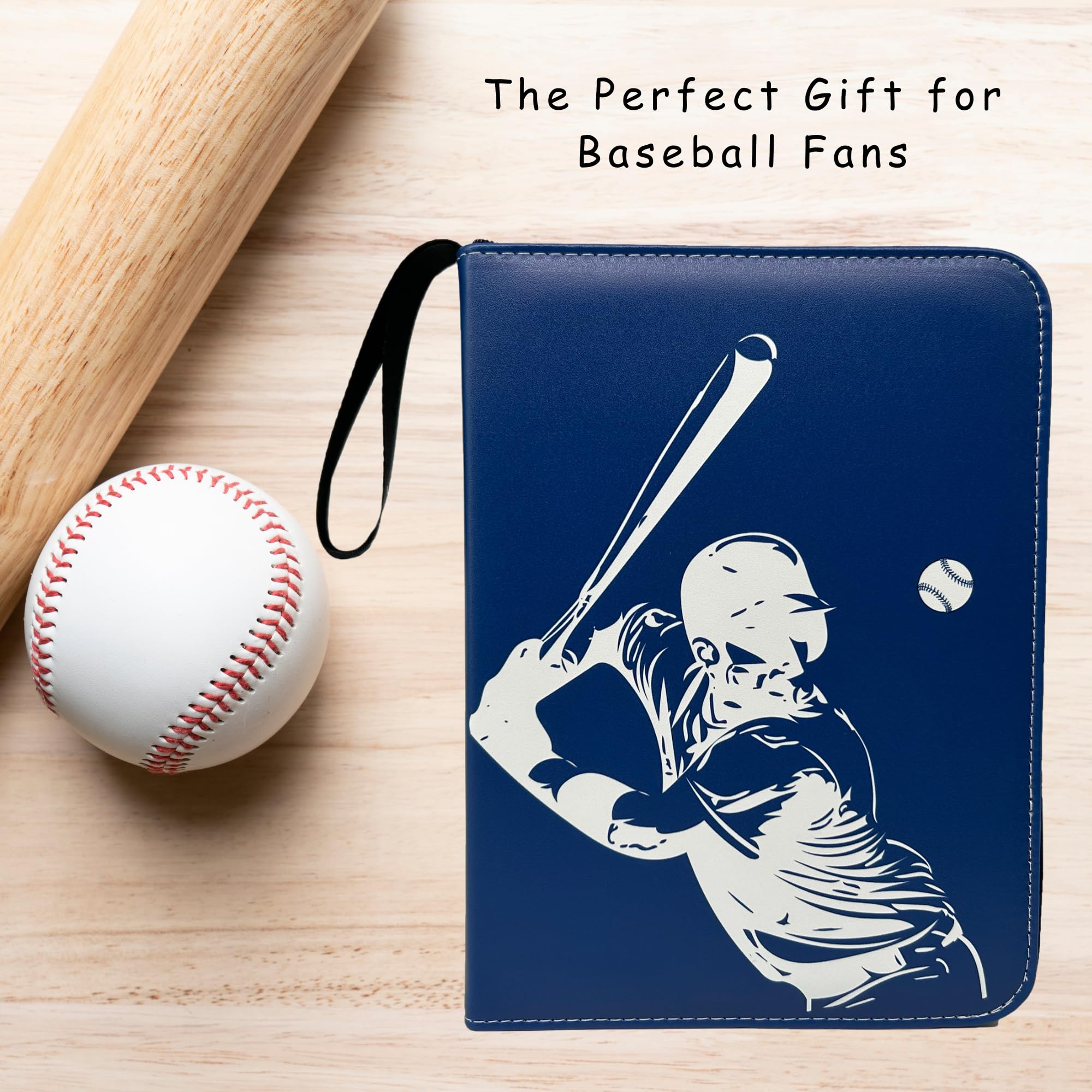 Baseball Card Binder, Trading Card Album with 55 Removable Sleeves Fit 440 Baseball Cards, Compatible with Topps Sports Cards & TCG Collections (Blue)