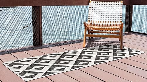 Vista 364 de Unique Loom Unique Loom Outdoor Collection - Alfombra de área - Napa (3 pies 3 pies, redonda, amarillo y aguamarina/amarillo)