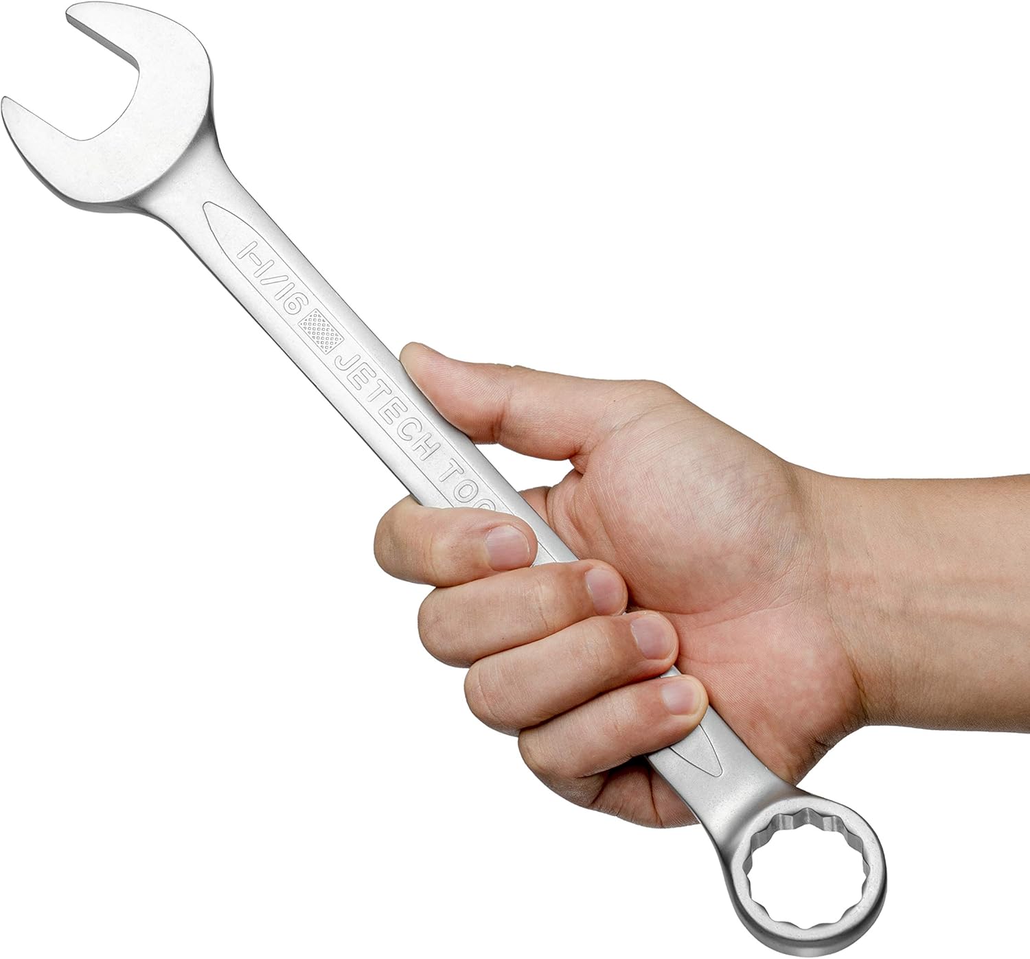Jetech 1-1/16" Combination Wrench, SAE 12-Point Chrome Vanadium Steel Spanner, Industrial Grade with 15-Degree Offset, Sand Blasted Finish, Heat-Treated Forged Tool