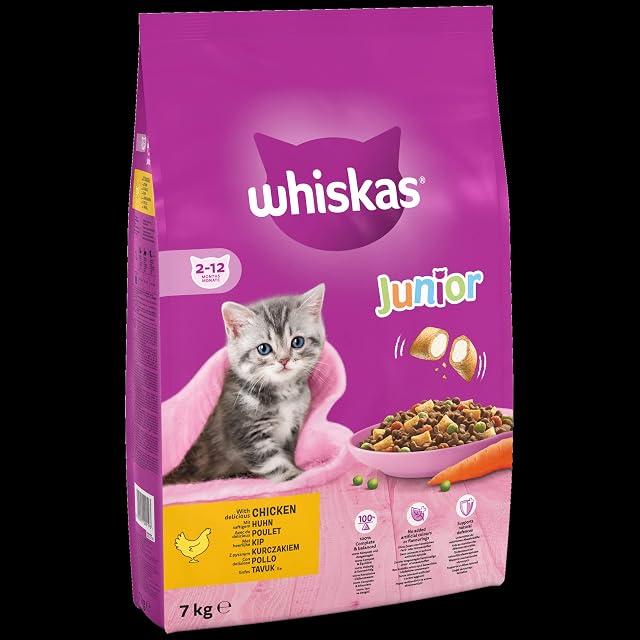 Whiskas Junior Chicken 7kg Bag, Kitten Cat Dry Food - Pack may vary
