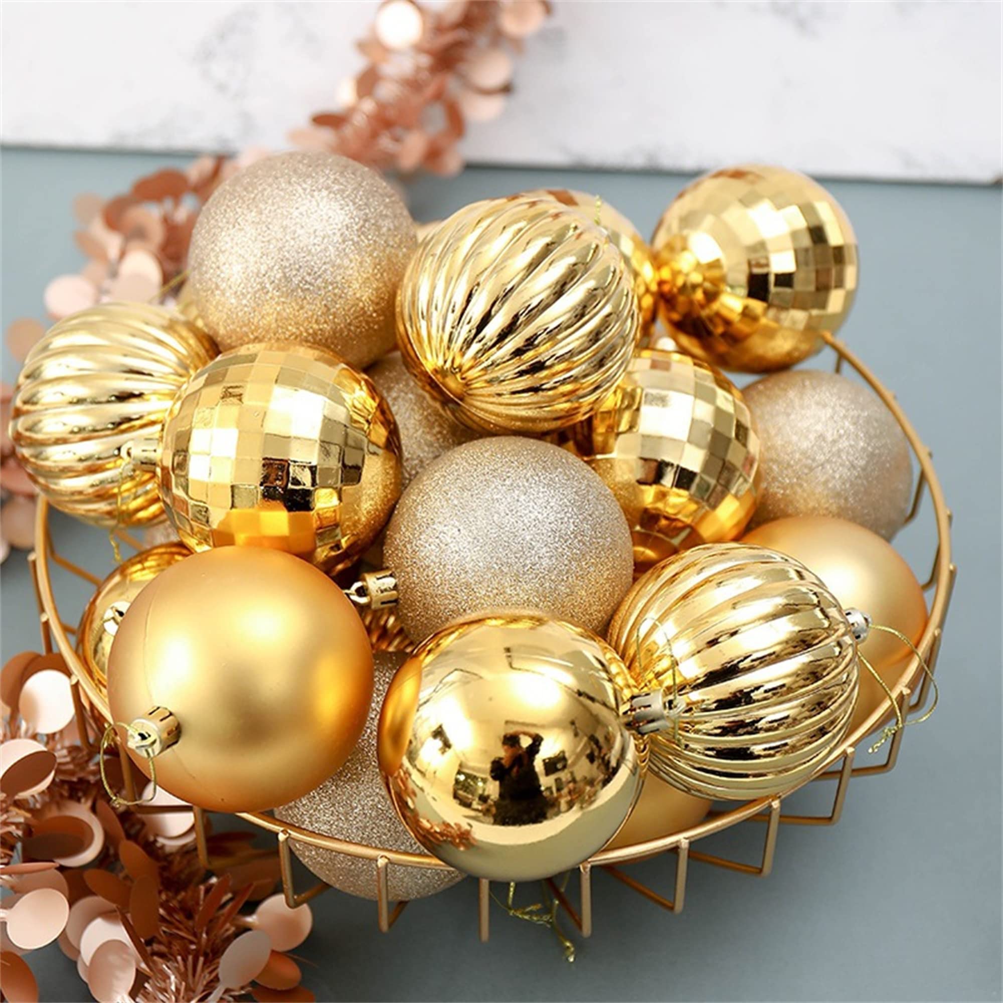 6 cm / 2,36 cm / 34 pezzi di ornamenti natalizi in plastica infrangibile, decorazioni natalizie da appendere per albero di Natale, vacanze, matrimoni, feste