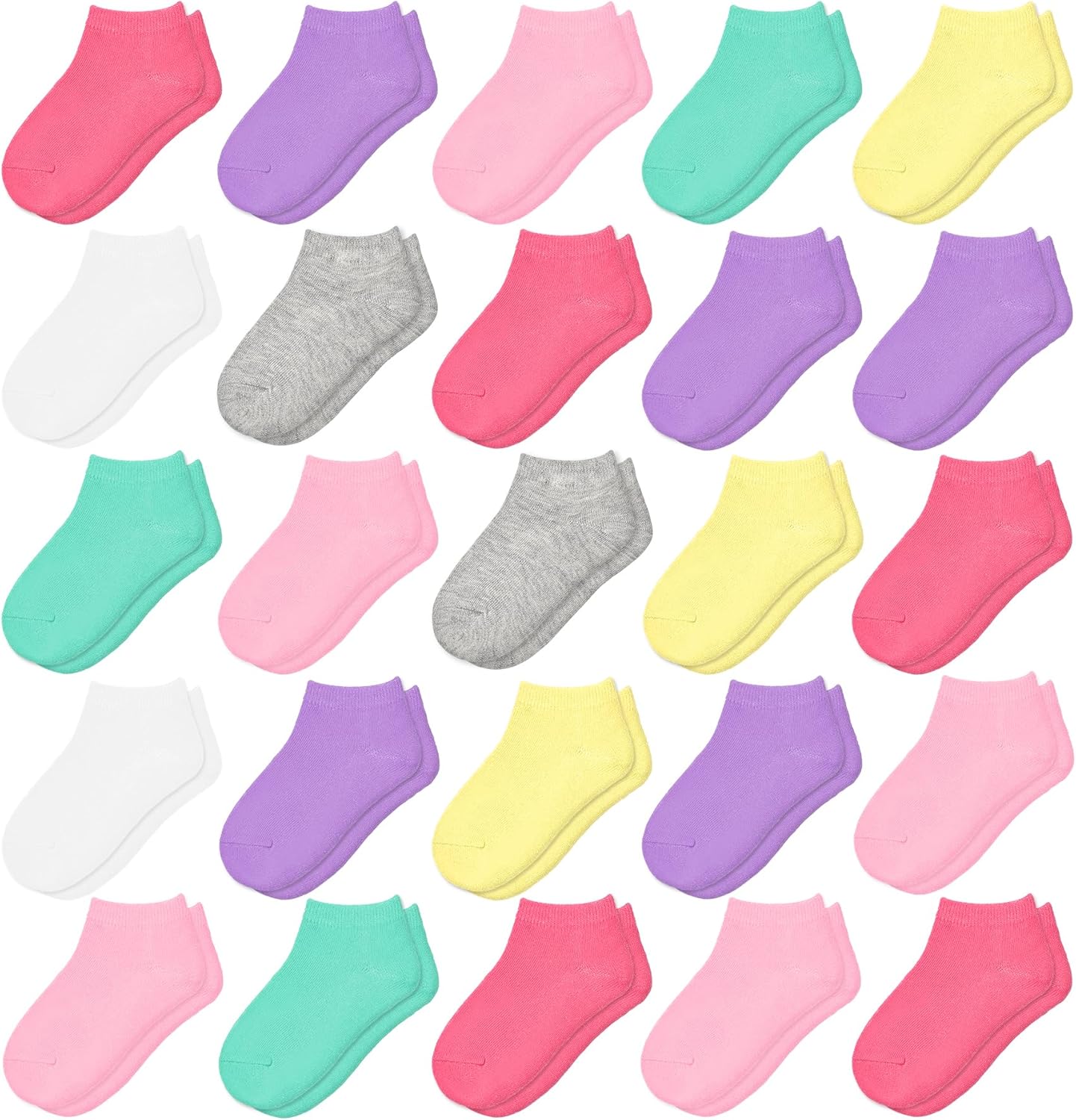 SPTRAMLE 25 Pairs Toddler Girls Ankle Socks - Soft Low Cut for Kids Aged 1-14