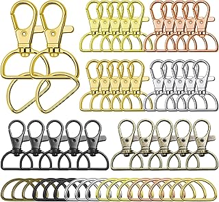 120pcs Key Chain Clip Hooks and D Rings, Evatage 60pcs Lanyard Snap Hooks and 60pcs Metal D Rings, Swivel Snap Hooks for Crafts, Purse and Lanyard