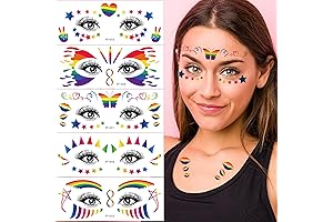 HAIMITI 10 Sheets Rainbow Pride Face Eye Temporary Tattoo