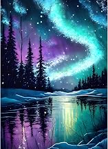 GDYEEH DIY 5D Aurora Borealis Diamond Art Kits, Reflection Full Round Drill Sparkling Diamond Painting Picture, Aurora Diamond Painting Art Kits Craft for Adults Beginners, Home Wall Decor 12x16inch