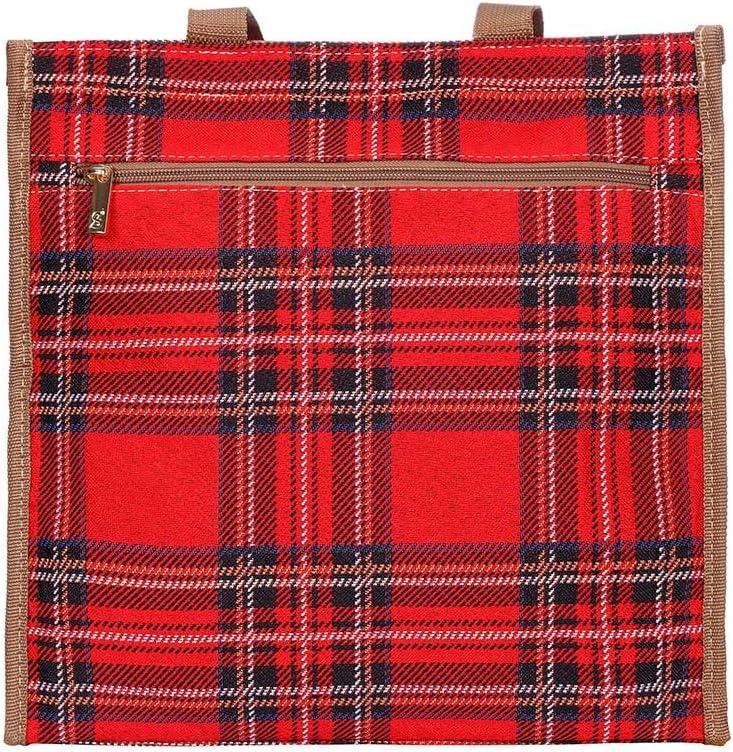 Signare Tapestry Shoulder Bag Shopping Bag for Women with Red Royal Stewart Tartan Design (SHOP-RSTT)