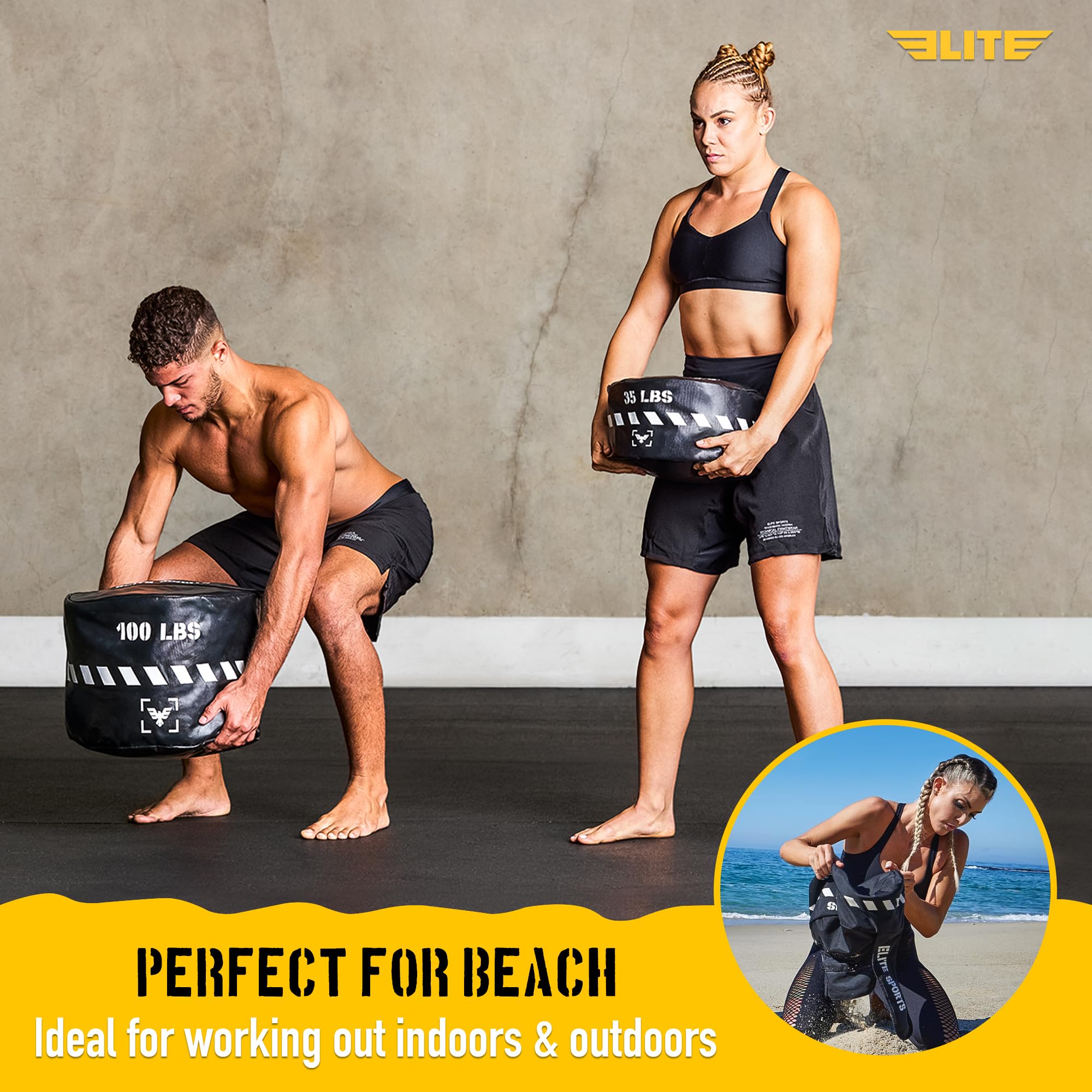 Elite Sports Heavy-Duty Strongman Workout Sandsack - Ungefüllte, langlebige Sandsäcke für Powerlifting, Kampftraining & Ganzkörpertraining