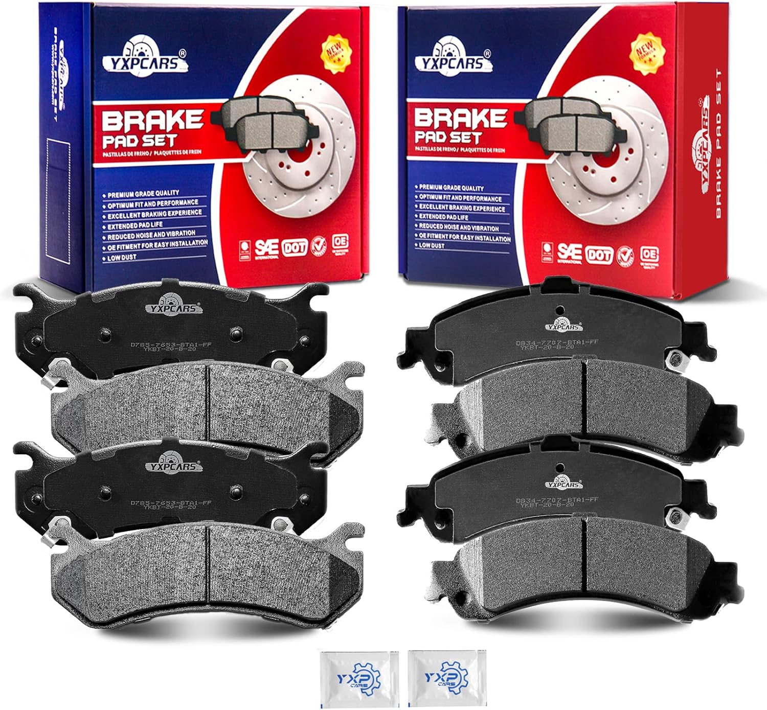 Front and Rear Ceramic Disc Brake Pads Set Replacement for 2001 2002 2003 2004 2005 2006 Chevy Silverado 1500 2000-2006 Suburban 1500/Tahoe 2003-2006 Avalanche 1500