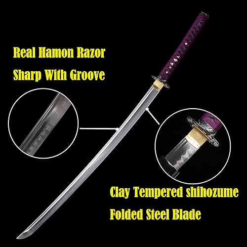 Miniatura 2 de Shinken of Swords Katana Sword Real Hand Forged Japanese Clay Tempered shihozume Folded Steel Blade Samurai Sword Razor Sharp Full Tang