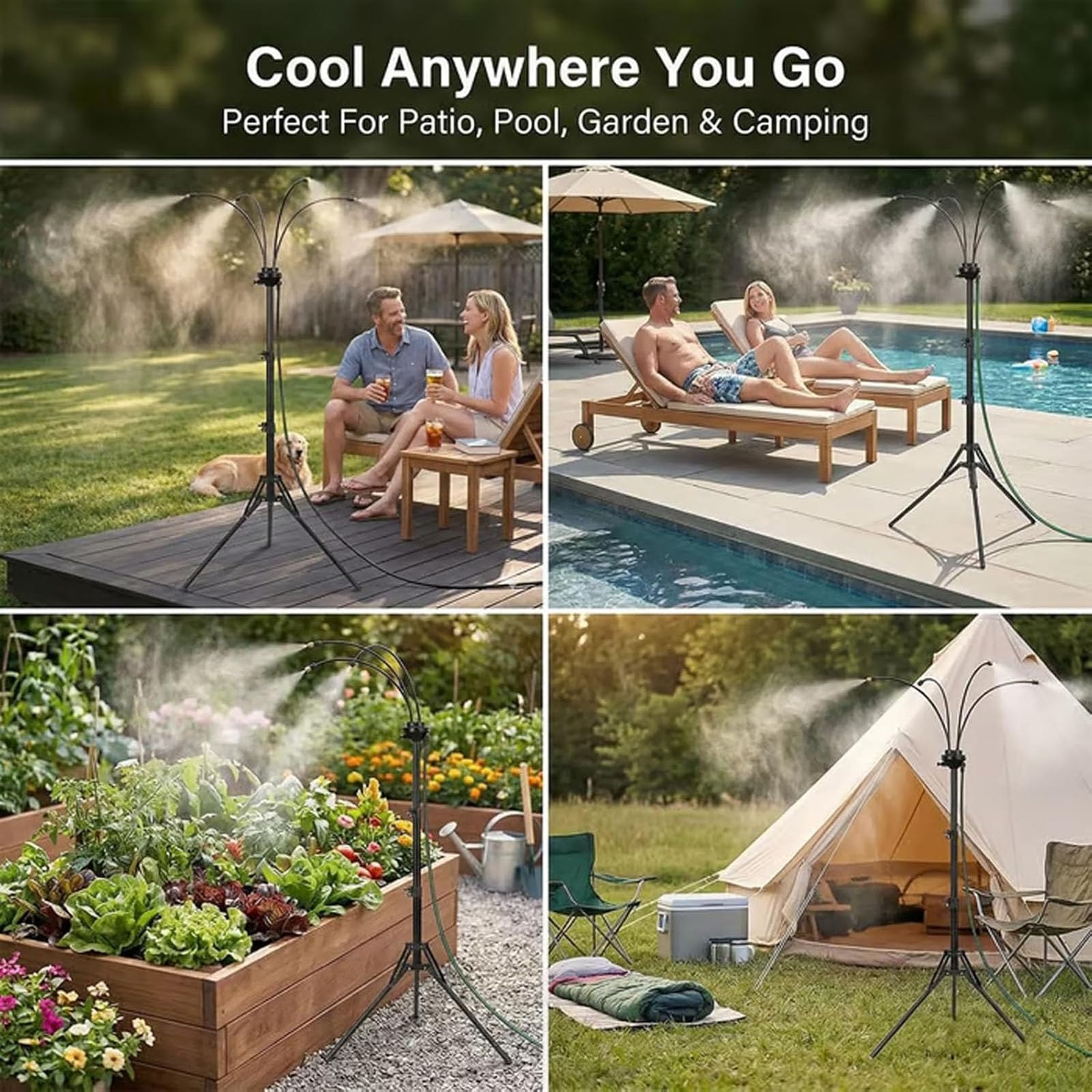 1,7 m Misters do zewnętrznego patio przenośnego systemu mglenia, Mister na zewnątrz do chłodzenia patiosów z 8 m linią wody, Patio Misters do chłodzenia grilla na zewnątrz, podwórz, opalanie, basen