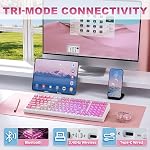 X98 Ultra Wireless Mechanical Keyboard, 12000mAh Gaming Keyboard with Gasket & Creamy Sound, BT/2.4G/USB-C, Hot Swappable Clear Keycaps, RGB Backlit, Ergonomic & Cute Pink Keyboard for PC/Mac