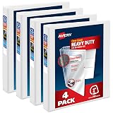 Avery Heavy Duty View 3 Ring Binders, 1" One Touch Slant Ring, 250-Sheet Capacity, 1.4 Inch Wide Spine, Great for Home, School Supplies, Office, or Organization Needs, White Binders (4-Pack of 79780) – view 1