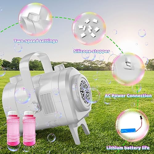 Miniatura 6 de Máquina de burbujas duradera y automática soplador de burbujas, más de 8000 burbujas para niños y niñas, juguetes de burbujas para fiestas en