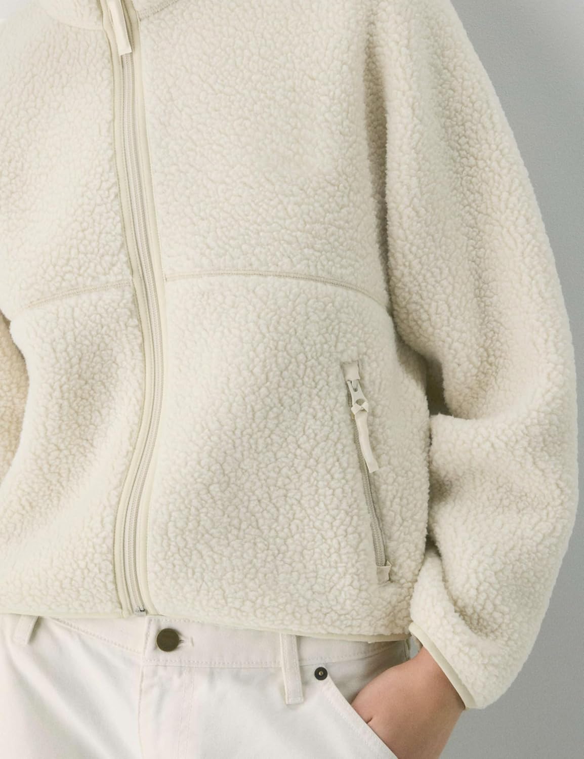Fleece Jackets Women Causal Long Sleeve Sherpa Jacket Warm Ziper Fuzzy Coat Sweatshirts Trendy with Pockets - Image 5