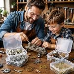 Mini Boîte de rangement en perles avec lids en plastique avec étiquette, petites pièces fournitures Beadig Artisans Organisateurs et conteneurs de stockage empilables (30, 5.5 * 5.5 * 2cm)