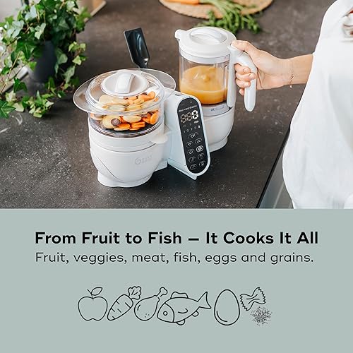 Miniatura 7 de Babymoov Duo Meal Station 6 en 1 vaporizador y licuadora de puré de alimentos para bebés de múltiples velocidades, procesador de alimentos para