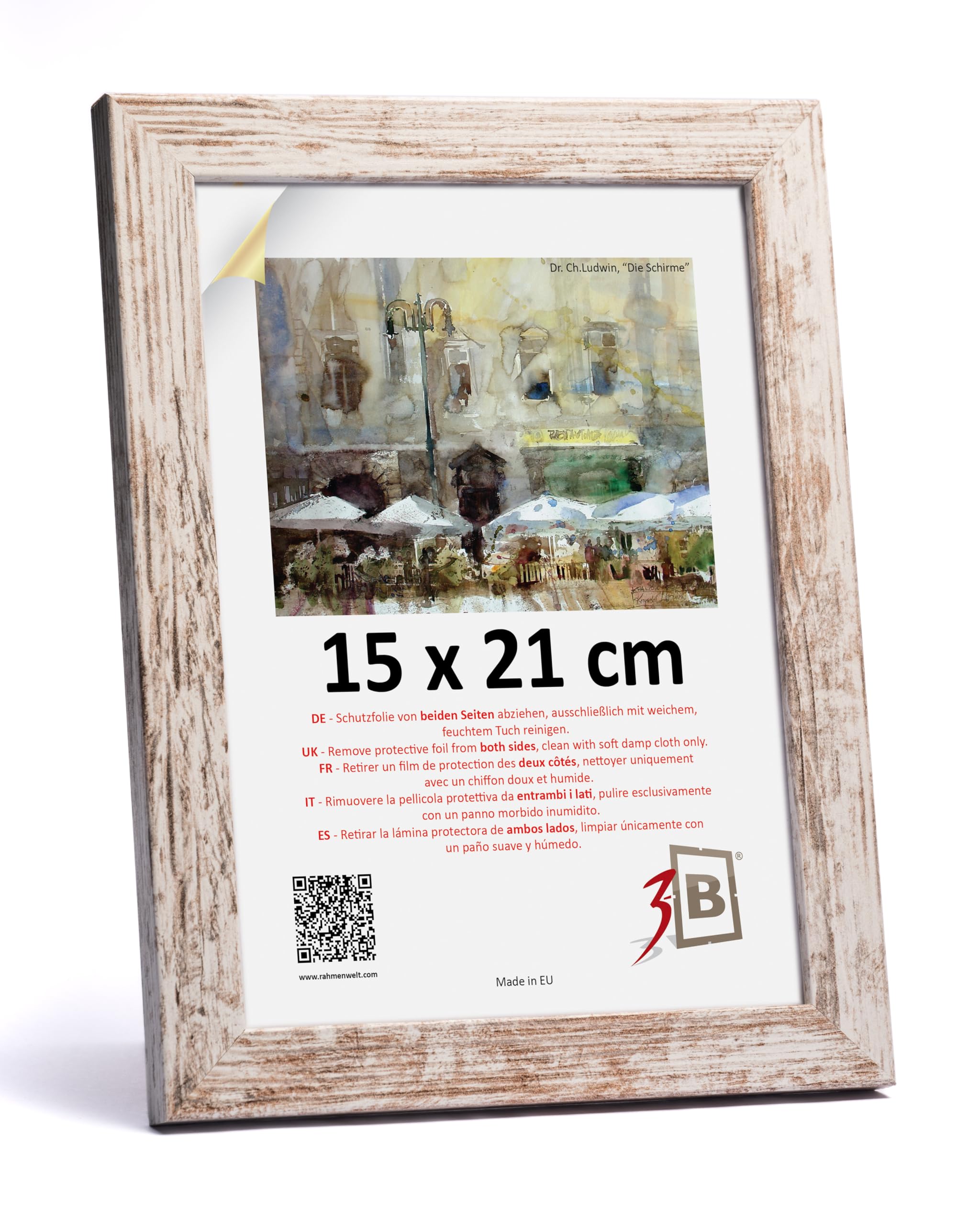 Cornice portafoto HIT 15x21 cm A5 legno bianco rustico con vetro