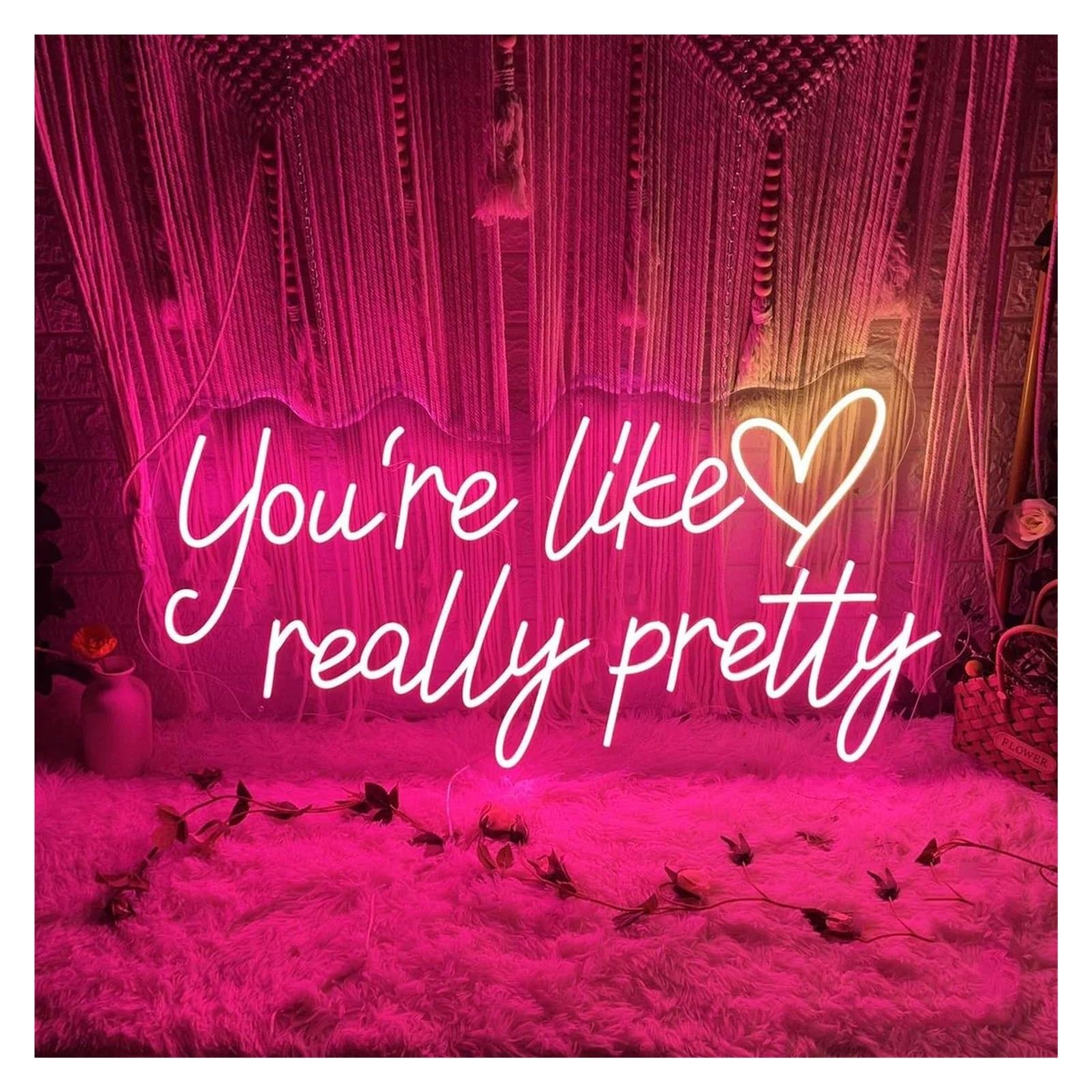 SHOUXI Sign Lamp You're Like Really Pretty Neon Sign for Bedroom Wedding Birthday Decor Home Decor 50cm(A)