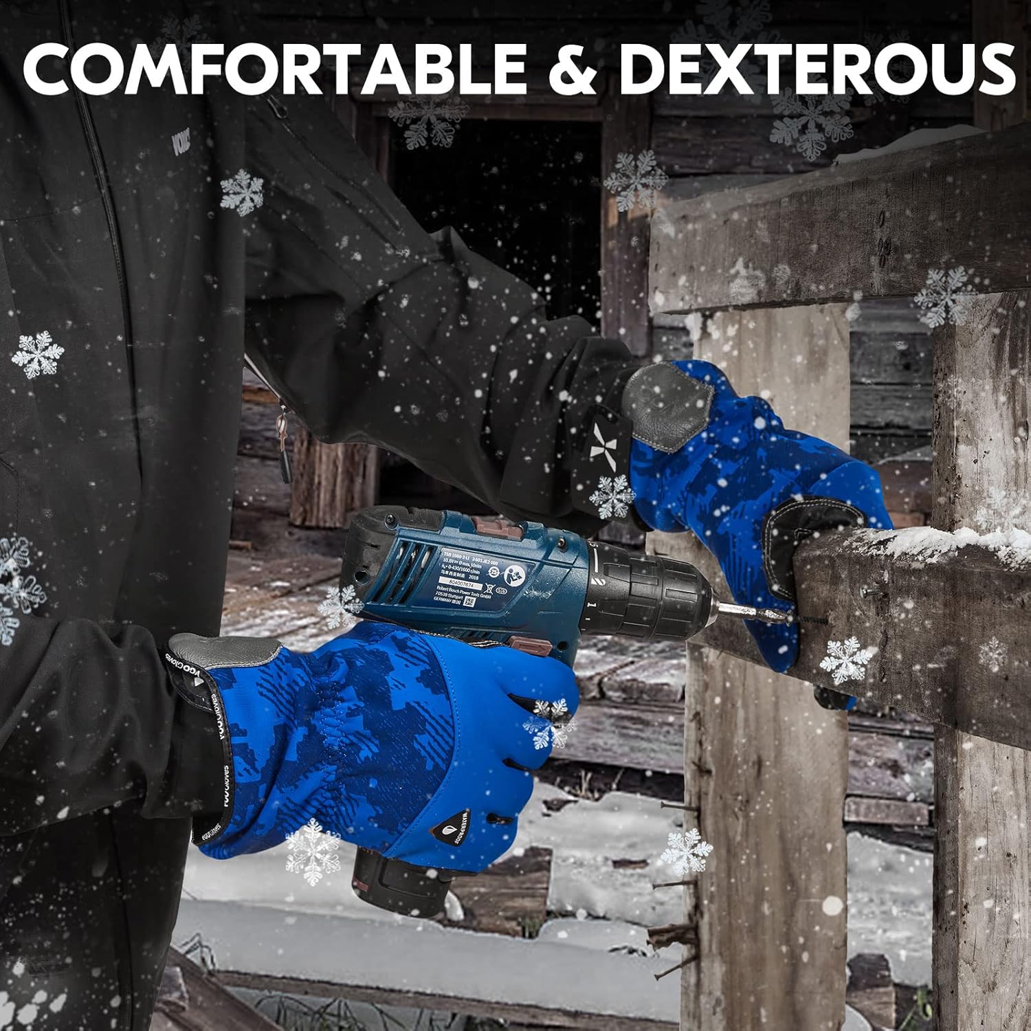 Vgo... Winter Work Gloves for Men,Cold Weather Waterproof Gloves,Freezer Use,Cow Leather,Touchscreen(CA9790FW) - Image 5