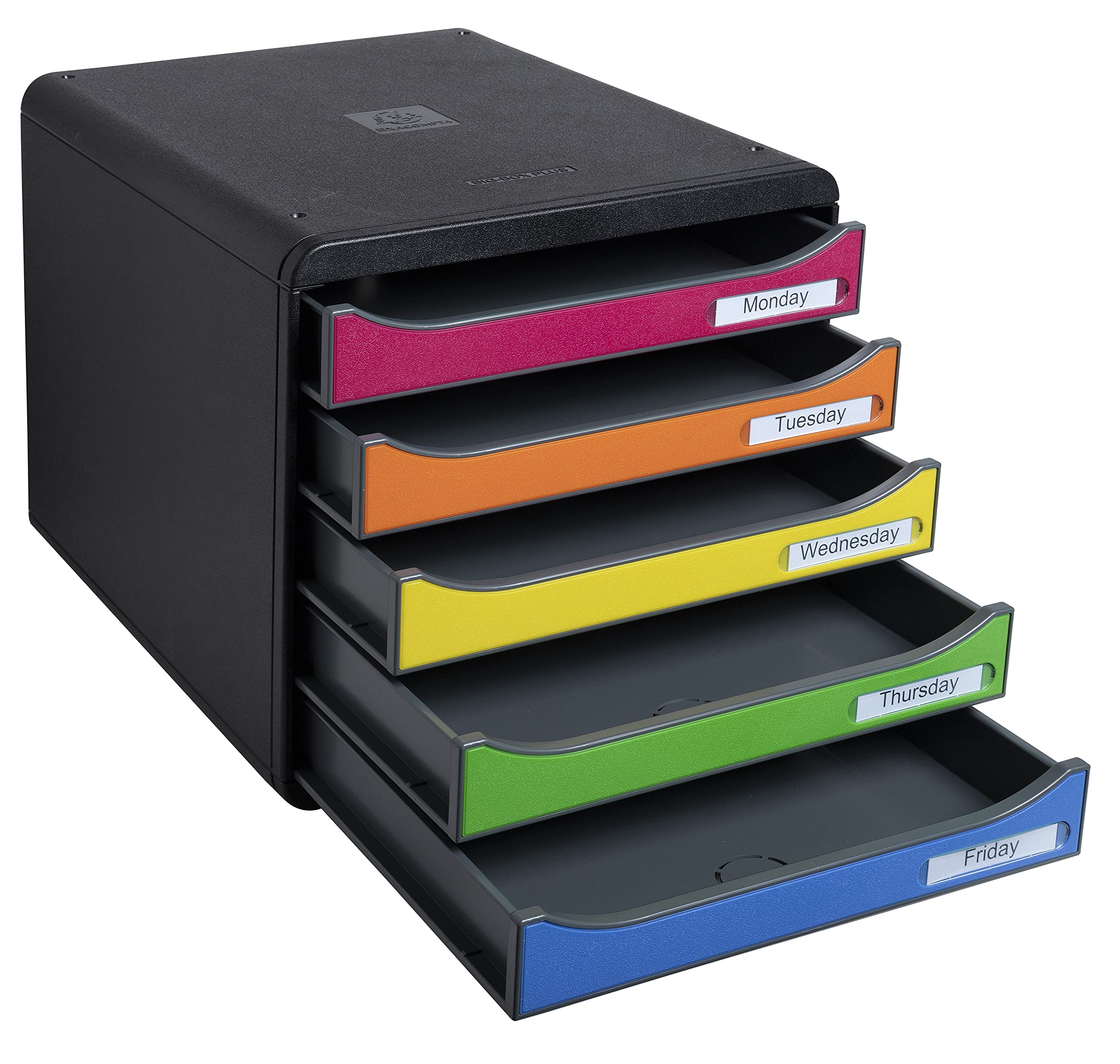 Exacompta 309798D Premium organizer Premium Big Box Iderama 5 szuflad o dużej pojemności pojemnik na dokumenty A4+ dla większej ilości miejsca na biurku szafka czarna| jabłkowa zieleń