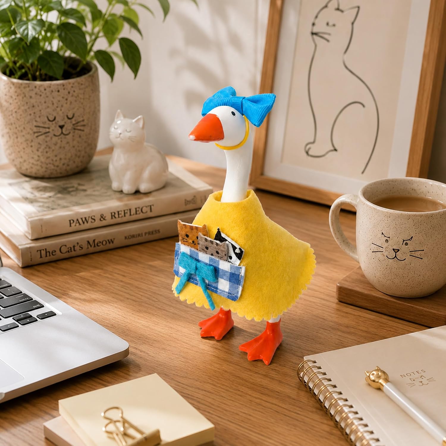 7 Inches Desk Goose Outfits Cat Desk Goose Clothes with Felt Fabric and Elastic Bows for Magnetic Goose Statue Tabletop Decor Gifts