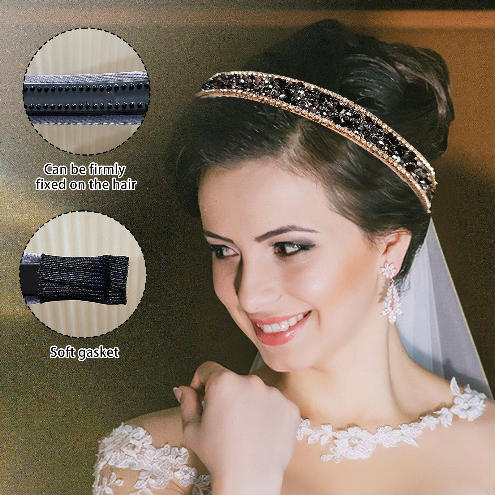 4 Pezzi Fasce per Capelli, Fascia per Capelli a Doppia Faccia, Fascia per Capelli con Strass, per Accessori per Capelli Femminili e per Ragazza (4 Colori