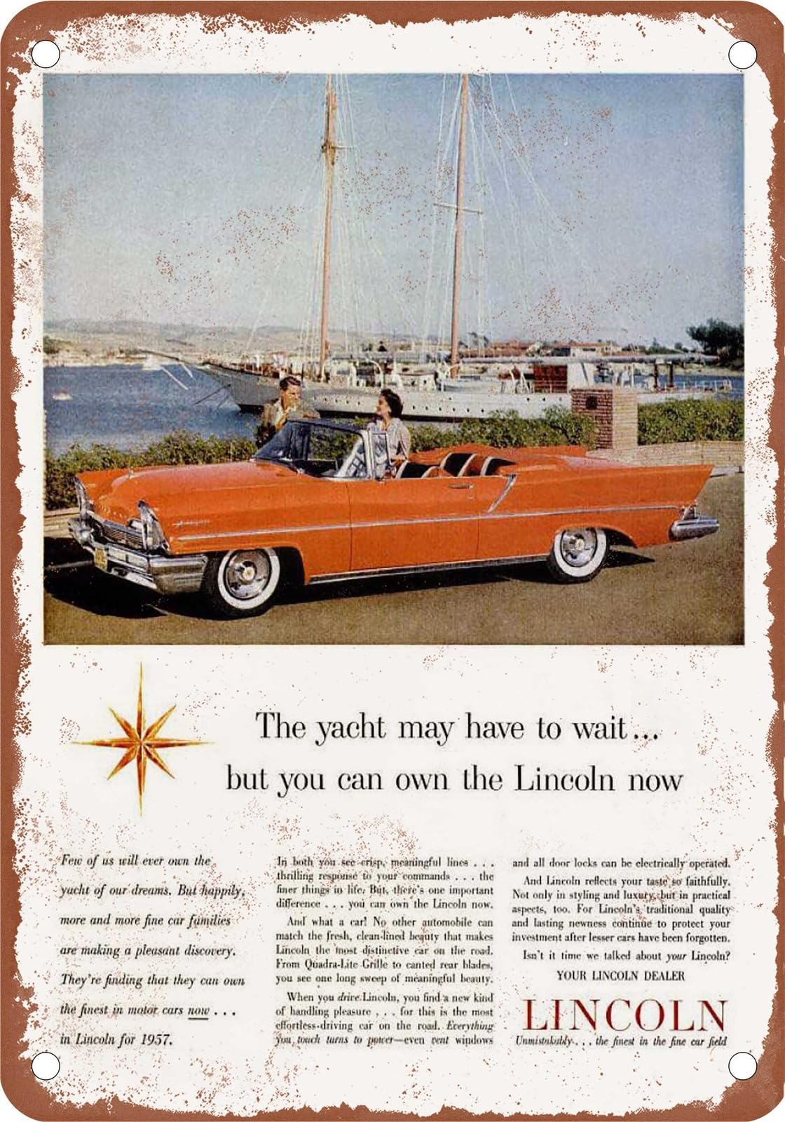 METAL SIGN - 1957 Lincoln Vintage Ad 02 - Old Retro Rusty Look home decor