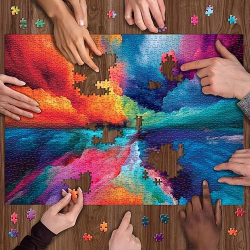Miniatura 6 de Rompecabezas imposible para adultos de 1000 piezas, rompecabezas difíciles y difíciles para adultos, pintura de arcoíris, rompecabezas coloridos