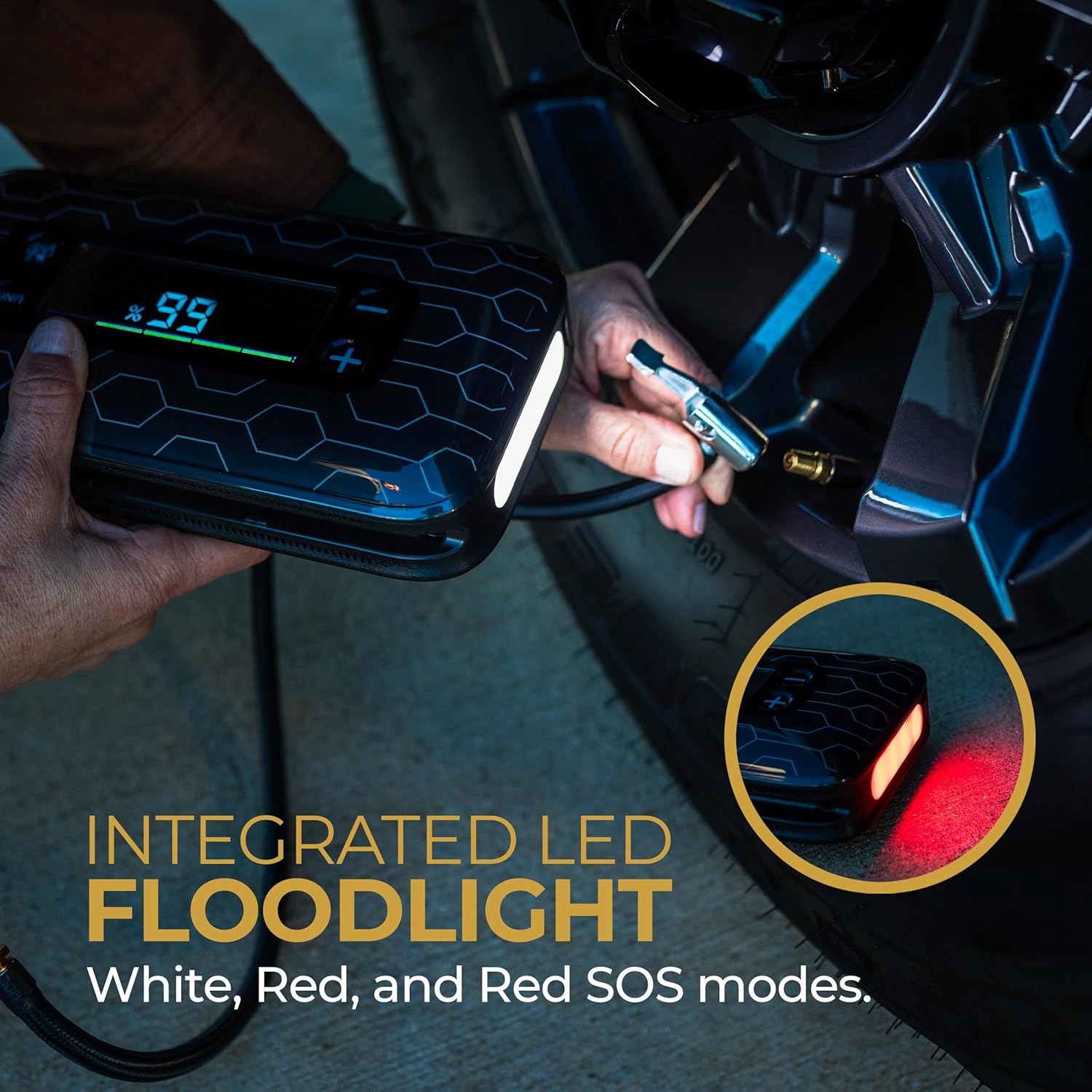 HALO Bolt Air+ 1750 Portable Car Battery Jump Starter | 130 PSI Air Compressor, 59.9Wh USB Power Bank, Large Display, Emergency Floodlight & Charger, Jumps Cars SUVs & Trucks, Inflates Tires — Silver