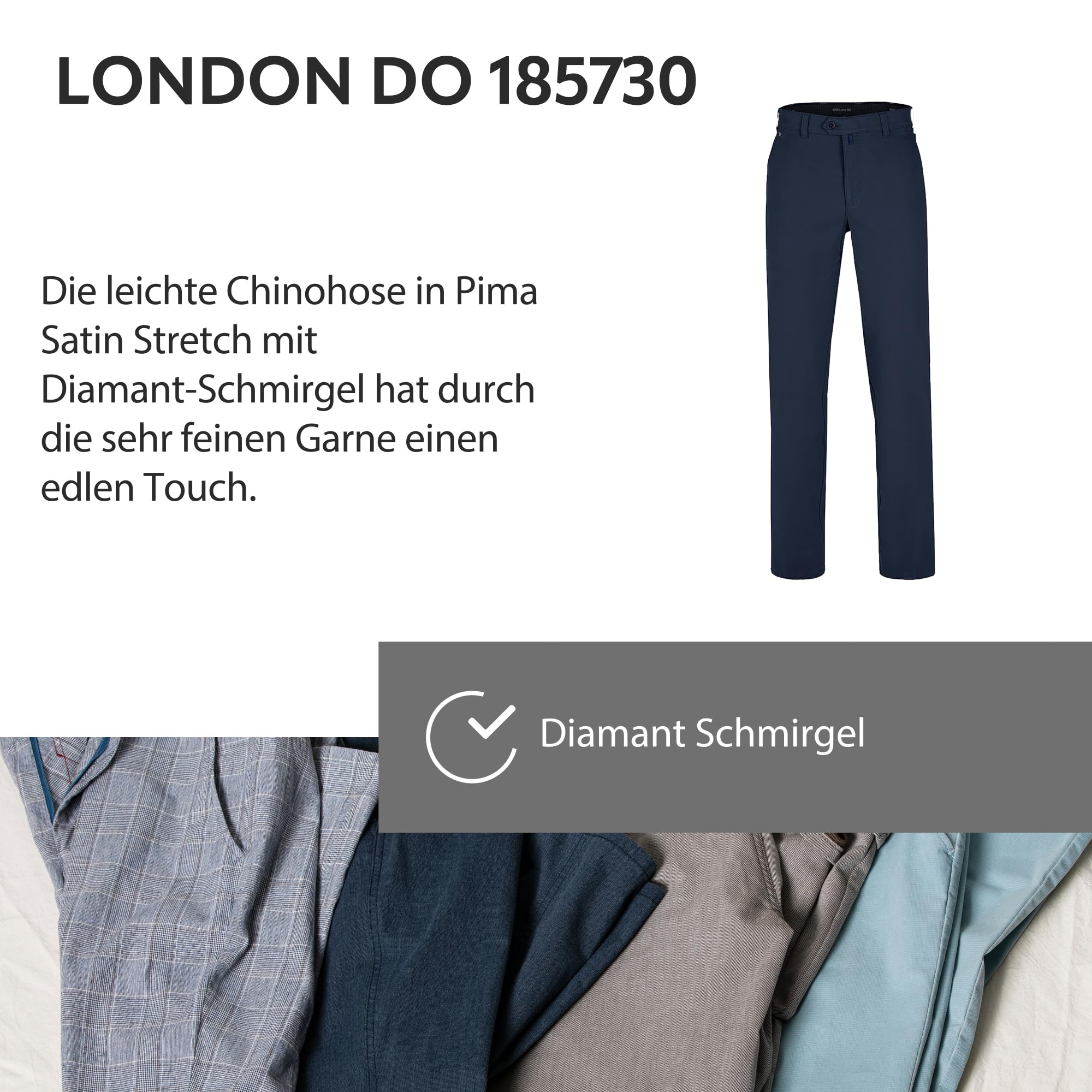 Brühl - Comfort Fit - Herren Leichte Chino Hose in Pima Satin Stretch, London DO (0809185730100)