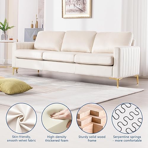 Miniatura 6 de Juego de sofá y sofá biplaza de 2 piezas, cómodos juegos de sofá y sofá biplaza de terciopelo con patas doradas, modernos sofás sofás para