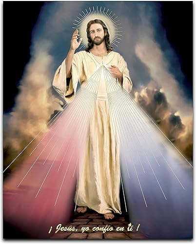 Divina Misericordia Jesucristo I (8 x 10 pulgadas) - Arte de pared religioso laminado sin marco, póster para decoración del hogar, arte diseño,