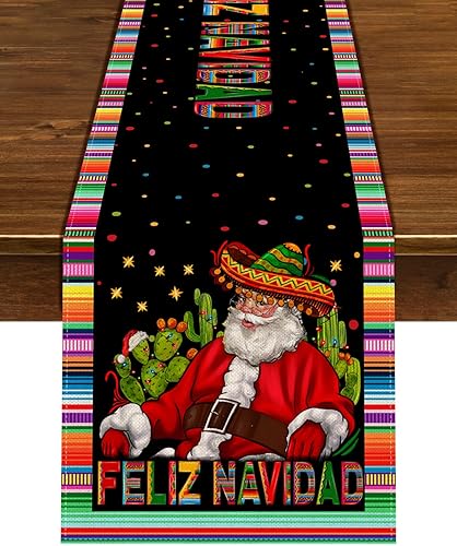 Nepnuser Camino de mesa de Navidad mexicano Feliz Navidad, decoración de cactus, Papá Noel, fiesta de invierno, suministros para el hogar, cocina, disponible en Yaxa Colombia