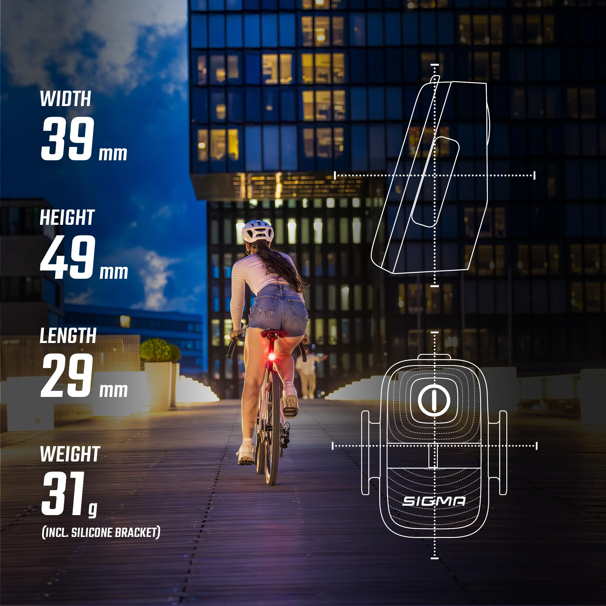 SIGMA LED Fahrradlicht Set Aura 50/ Hiro 10 | StVZO zugelassenes, akkubetriebenes Vorderlicht und Rücklicht | wetterfestes, wiederaufladbares Beleuchtungsset mit USB-C