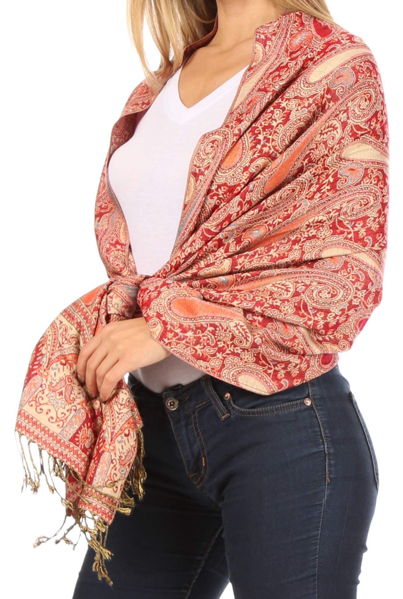 Sakkas Kalin Lange breite Woven Patterned Fringe Quaste Pashmina-Schal/Schal