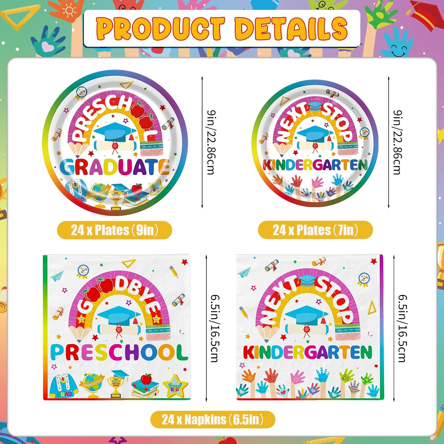 Preschool Graduation Decorations Graduation Plates and Napkins 2026 Pre K Grad Decorations Prek Confrats Party Supplies Pre-K image 3