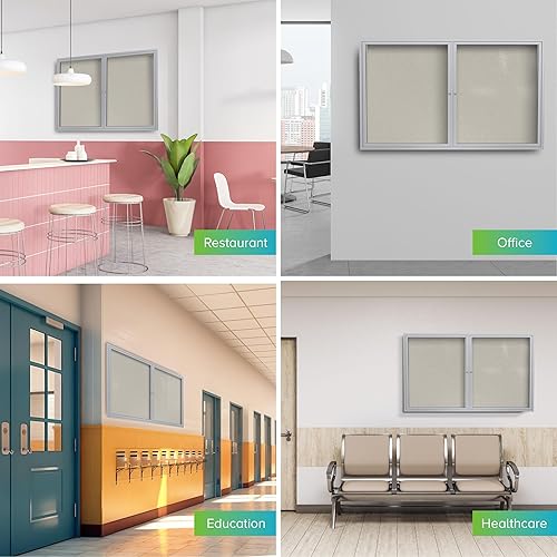 Miniatura 9 de Ghent Tablero de anuncios de vinilo cerrado para exteriores de 36 x 60 pulgadas, resistente a las roturas, con cerradura, marco de aluminio