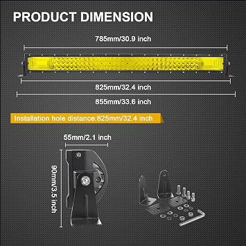 SKYWORLD LED Light Bar, 32 inch 405W Triple Row 7D Yellow Amber Flood Spot Combo Beam Off Road Work Driving Fog Lights with Wiring Kit for Polaris RZR Car ATV UTV SUV Truck Boat Vehicles 4x4 12V 24V